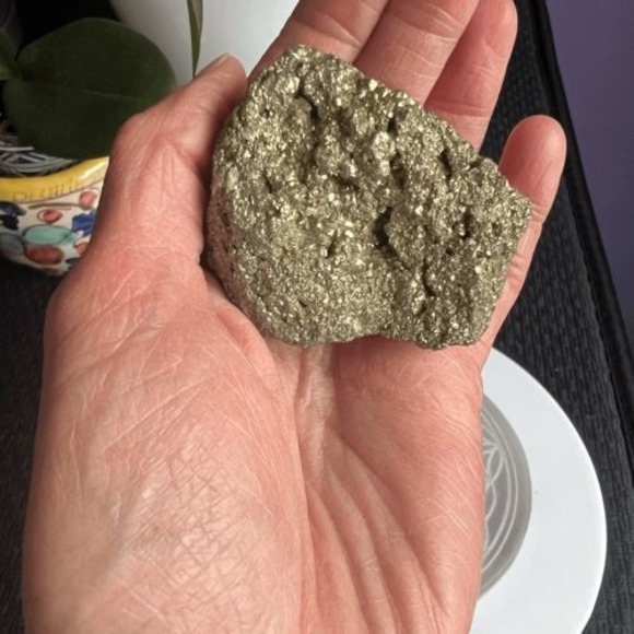 Golden Pyrite Crystal Cluster | Raw Nugget for Boho Decor & Energy Healing - Picture 2 of 11